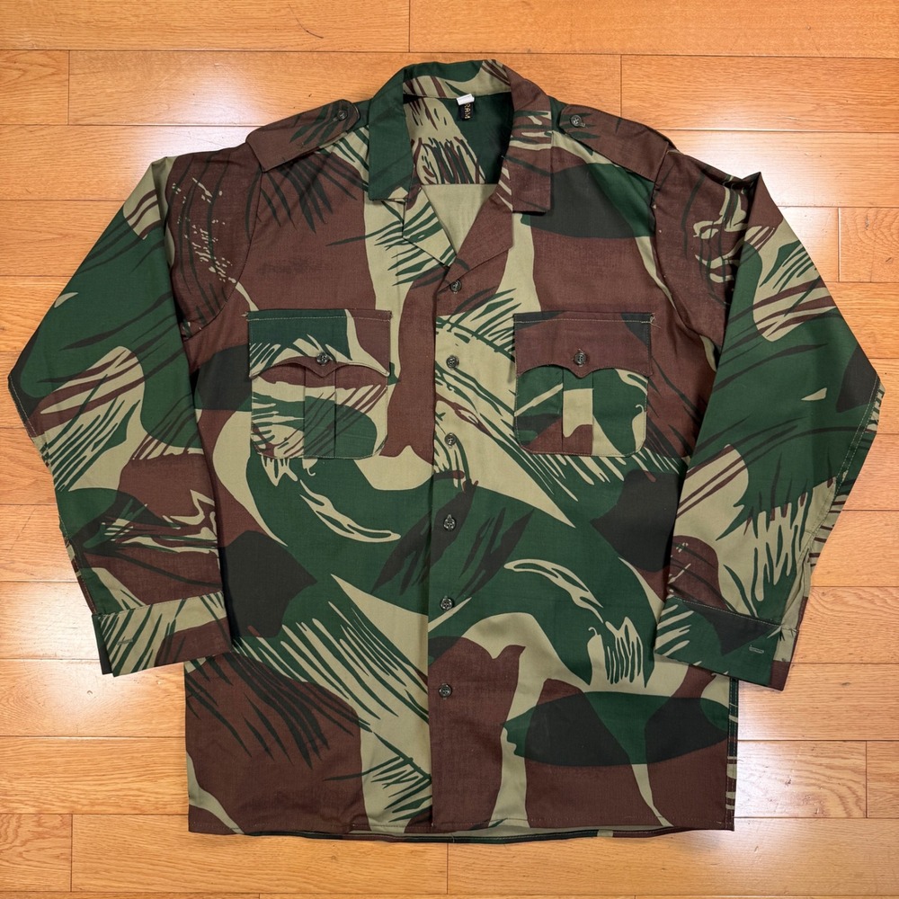 Vintage‎ 70s/80s Rhodesian Brushstroke Camo Field Shirt Military Tactical 16 L
